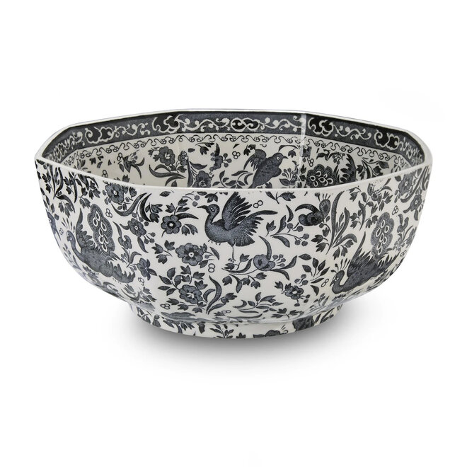 Black Regal Peacock Octagonal Medium Bowl