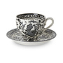 Black Regal Peacock Teacup & Saucer