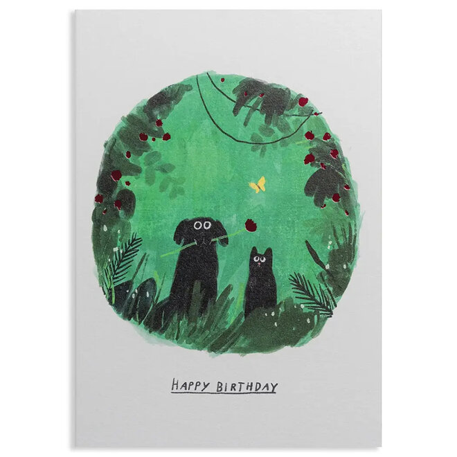 Dog with Rose Birthday Card