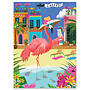Flamingo on Beach Birthday Card