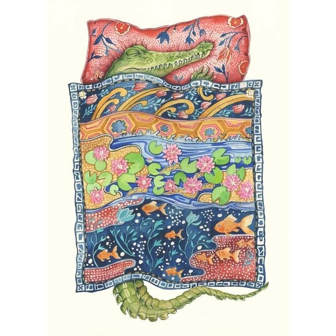 Watercolor Crocodile Asleep Greeting Card