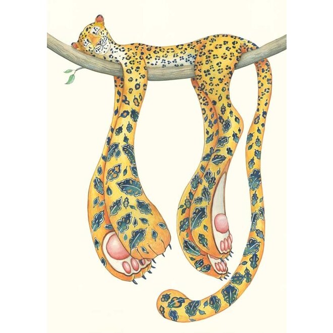 Watercolour Leopard Asleep Greeting Card