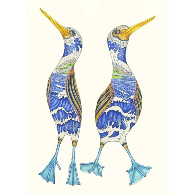 Watercolor Blue-Footed Booby Greeting Card