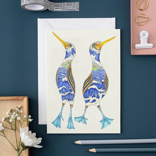 Watercolor Blue-Footed Booby Greeting Card