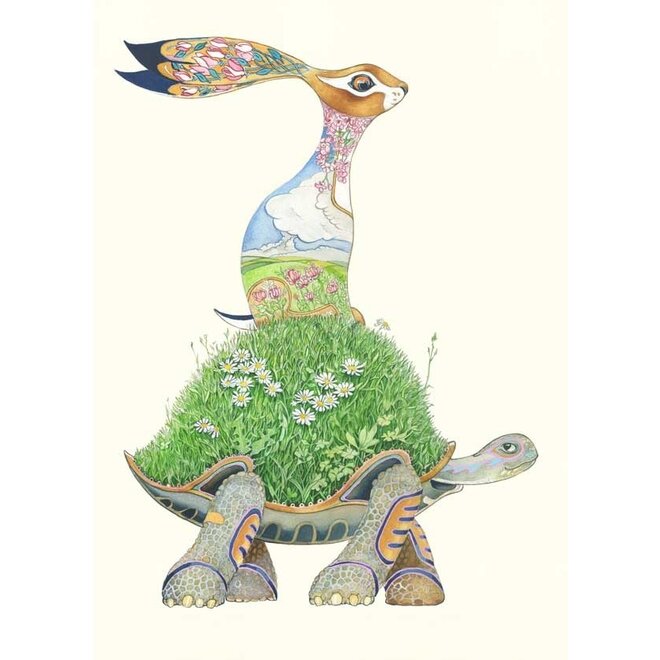 Watercolor The Tortoise and the Hare Greeting Card