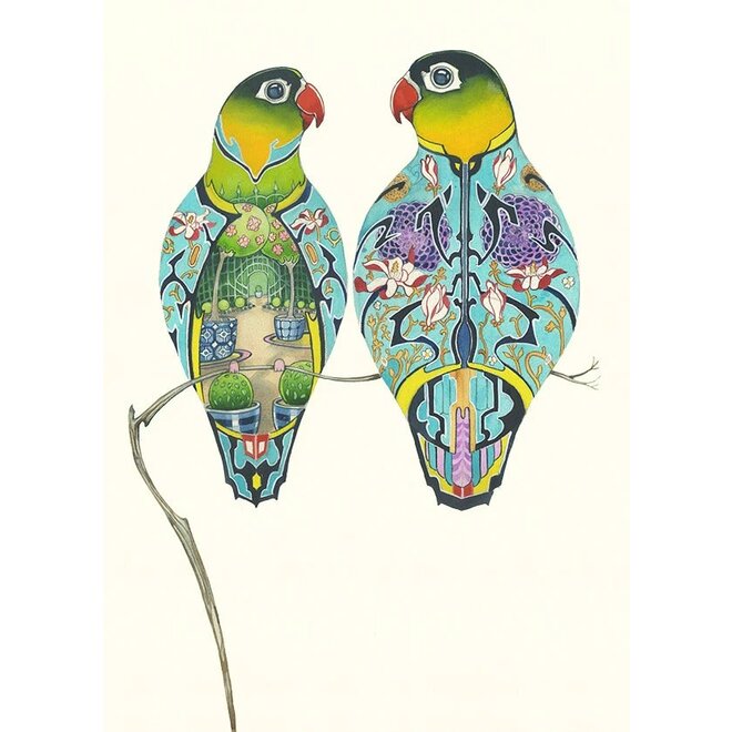 Watercolor Lovebirds Greeting Card
