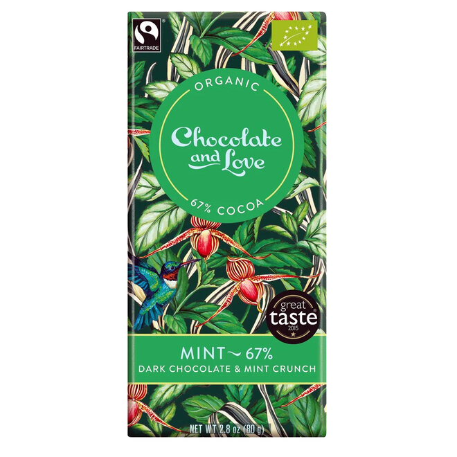 Chocolate & Love Organic Dark Chocolate & Mint Bar