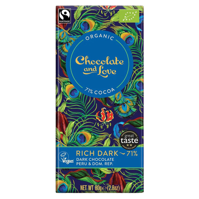 Chocolate & Love Organic 71% Rich Dark Chocolate Bars
