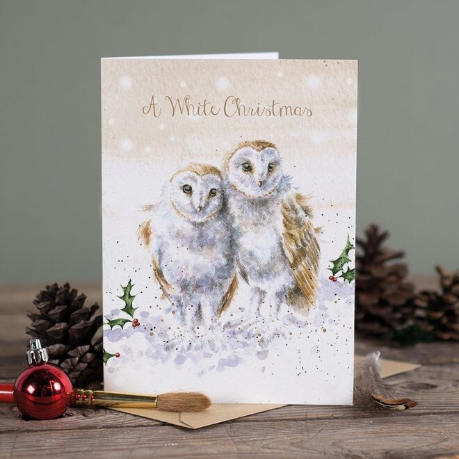 'A White Christmas' Owl Christmas Card
