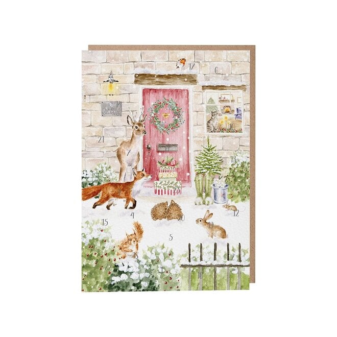'Christmas Cottage' Woodland Animal Paper Christmas Advent Calendar Card