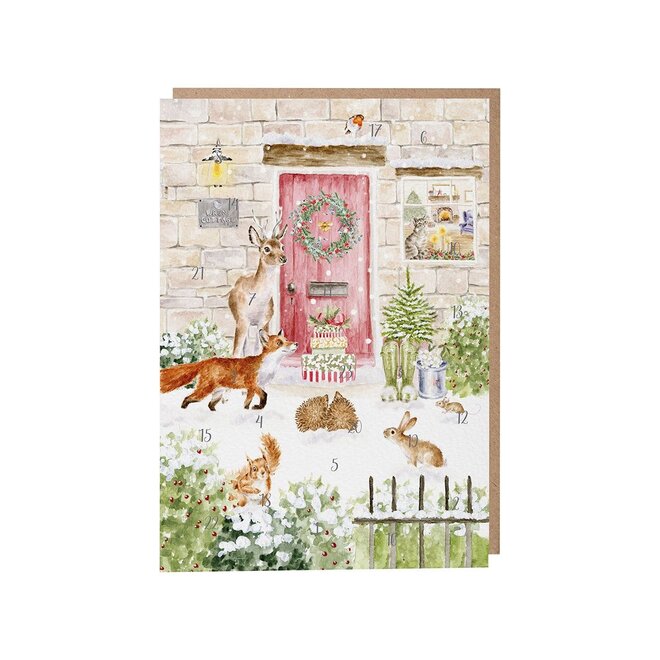 'Christmas Cottage' Woodland Animal Paper Christmas Advent Calendar Card