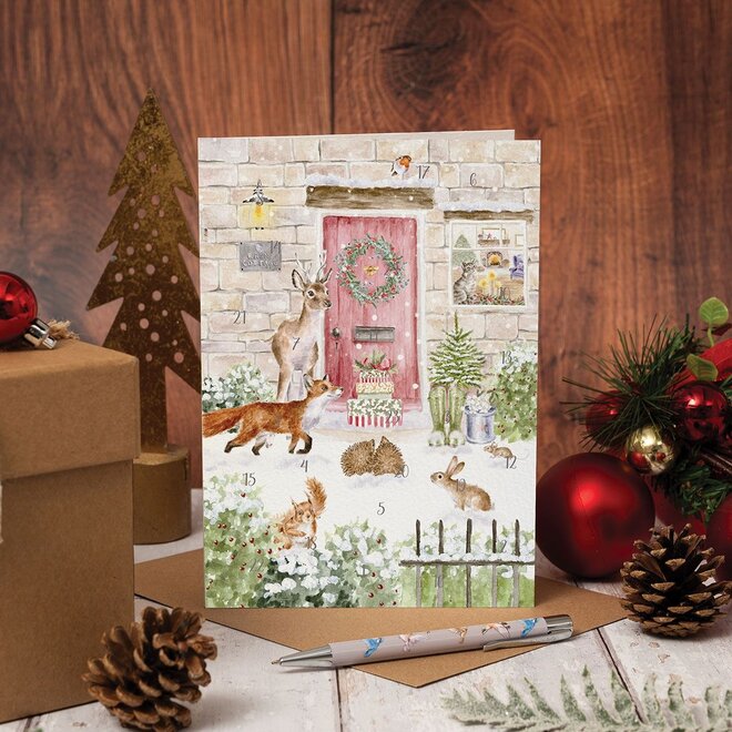 'Christmas Cottage' Woodland Animal Paper Christmas Advent Calendar Card