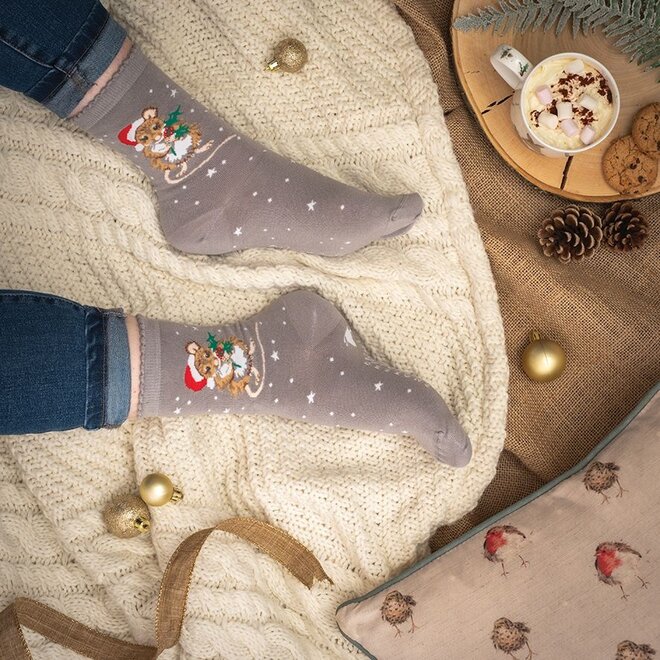 'Christmouse' Mouse Grey Women's Socks
