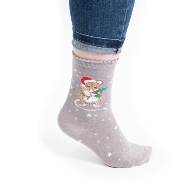 'Christmouse' Mouse Grey Women's Socks