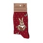 'Little Pudding' Christmas Rabbit Red Women's Socks