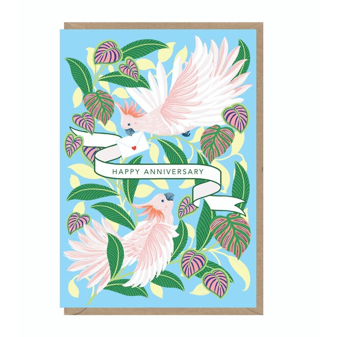 Pink Birds Anniversary Card