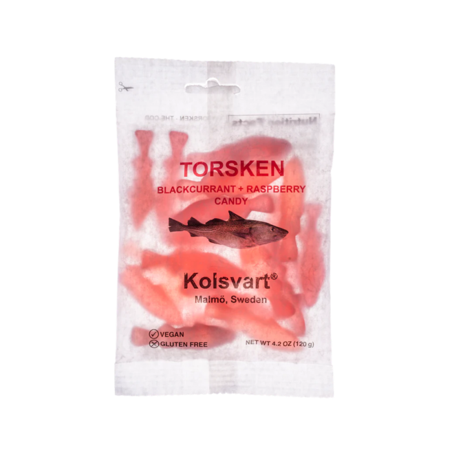 Kolsvart Torsken Blackcurrant & Raspberry Candy Fish 120g