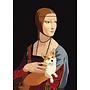 Lady with Corgi Da Vinci Birthday Card