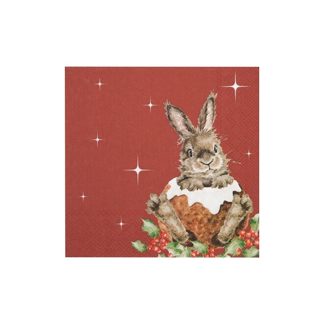 'Merry Little Christmas' Rabbit Paper Cocktail Napkins
