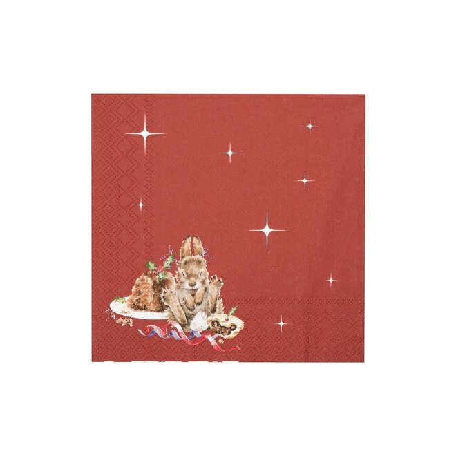 'Merry Little Christmas' Rabbit Paper Cocktail Napkins