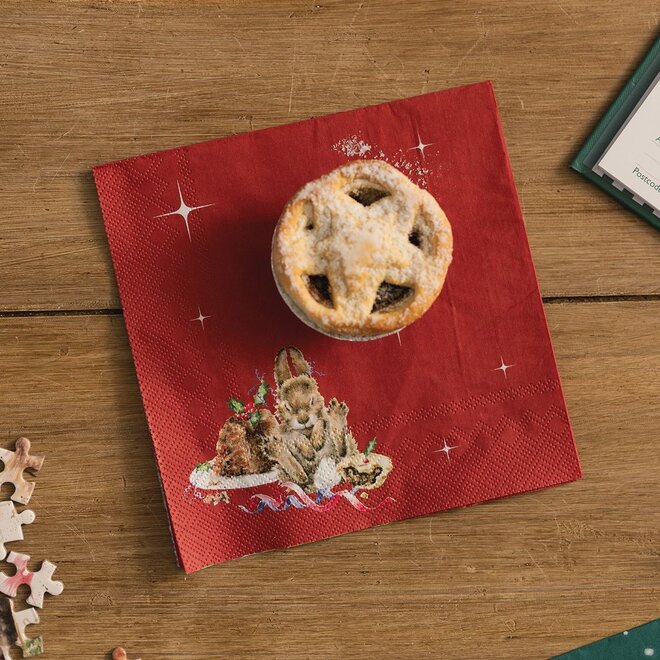 'Merry Little Christmas' Rabbit Paper Cocktail Napkins