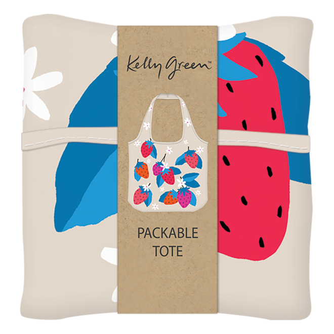 Fruit Market Strawberries Packable Tote Bag