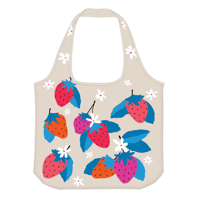 Fruit Market Strawberries Packable Tote Bag