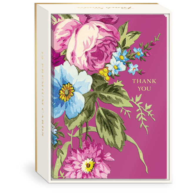 Pink Floral Boxed Thank You Cards