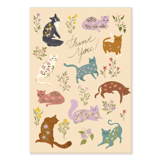 Flower Pets Cats Thank You Note Cards