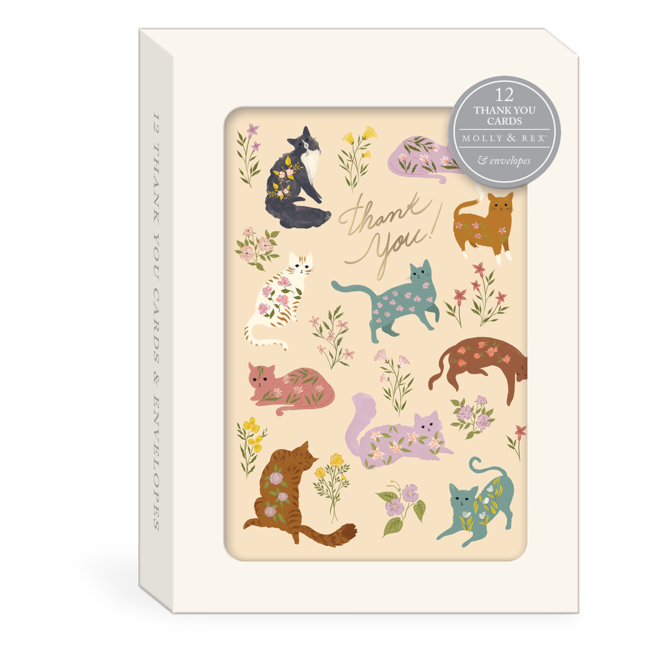 Flower Pets Cats Thank You Note Cards