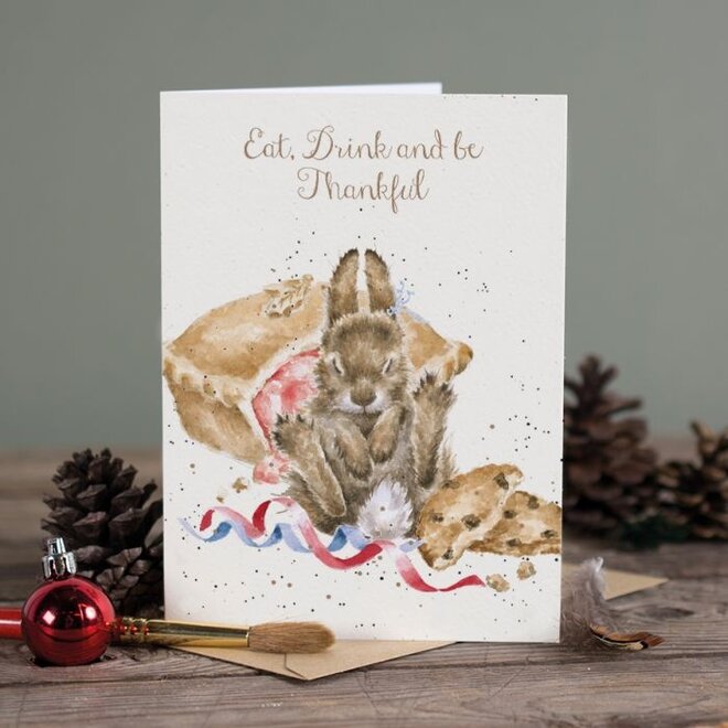 'Eat, Drink & Be Thankful' Rabbit Thanksgiving Card
