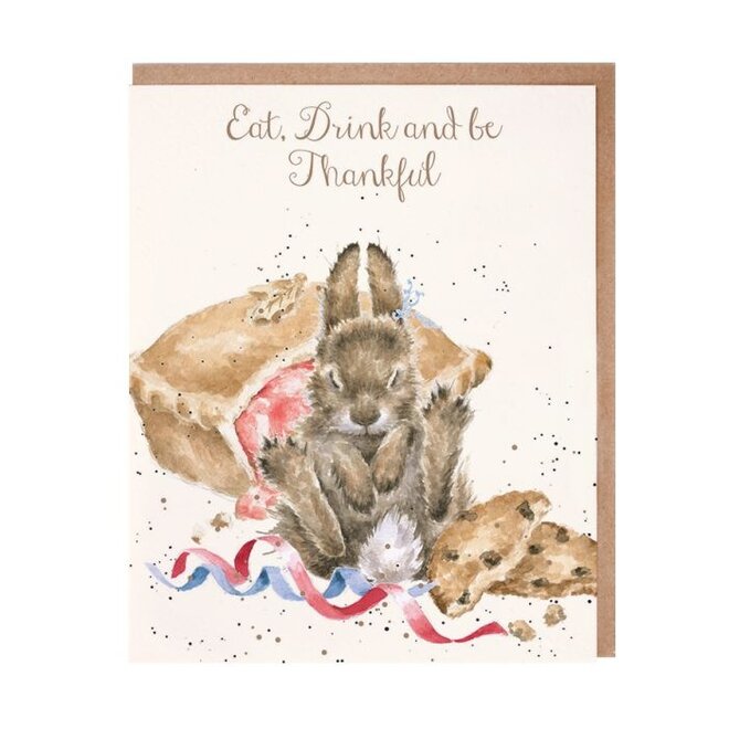 'Eat, Drink & Be Thankful' Rabbit Thanksgiving Card