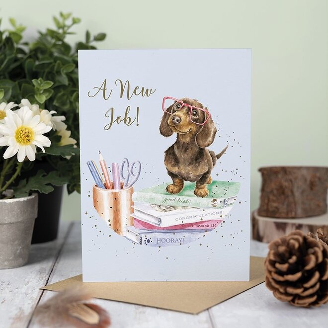 'A Paw-some New Job' Dachshund New Job Card