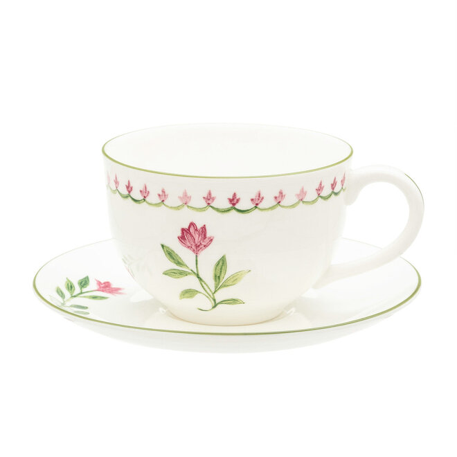 Nina Campbell Marguerite Pink Teacup & Saucer
