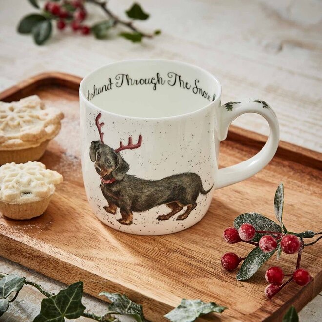 'Dachsund Through the Snow' Small Mug