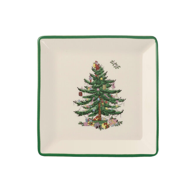 Christmas Tree Square Tidbit Plate Set