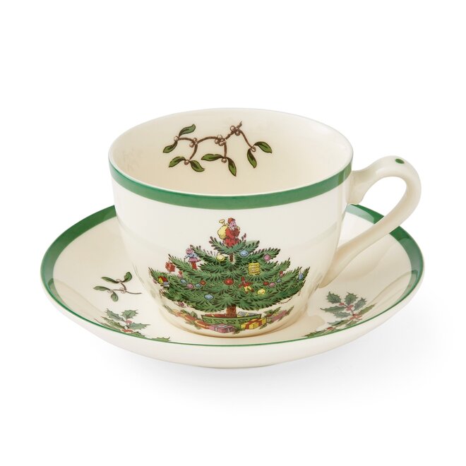 Christmas Tree Teacup & Saucer