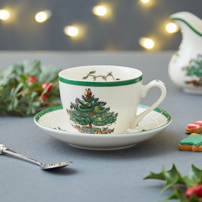 Christmas Tree Teacup & Saucer