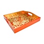 Gilded Porcelain Coral & Gold Lacquer Square Tray