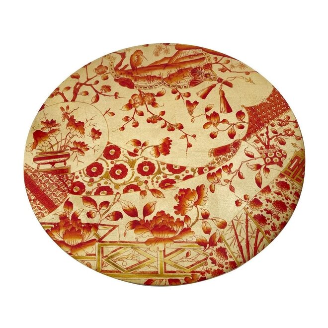 Gilded Porcelain Coral Gold Round Lacquer Placemat
