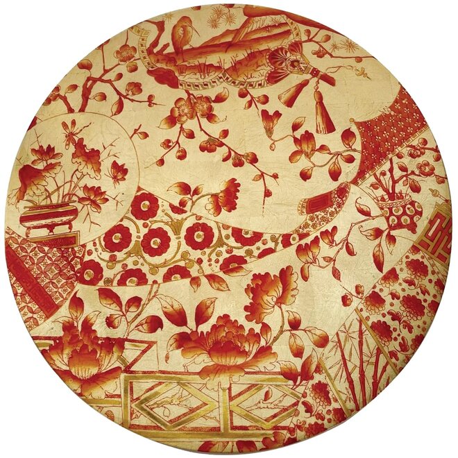 Gilded Porcelain Coral Gold Round Lacquer Placemat