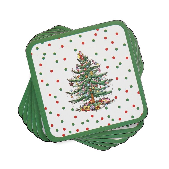 Christmas Tree Polka Dot Coasters