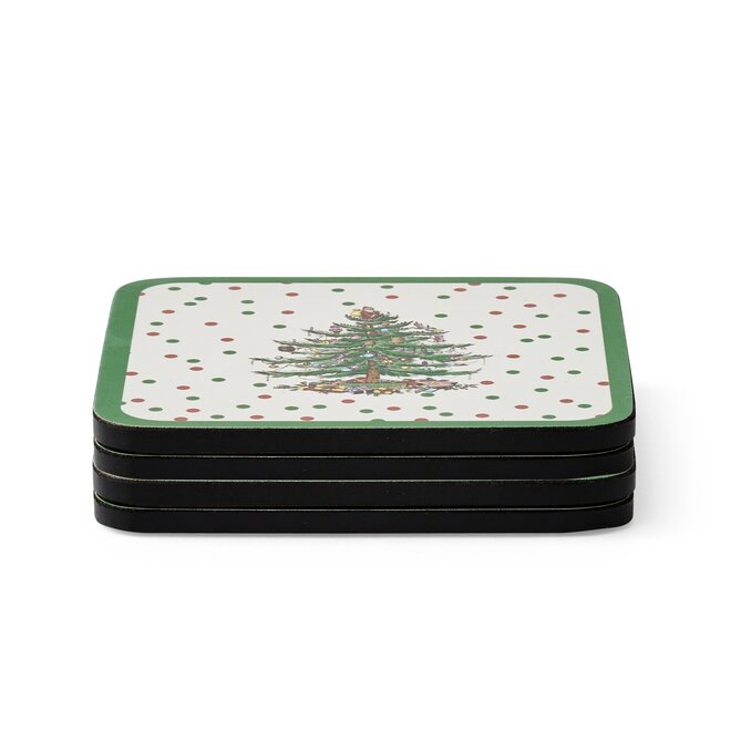 Christmas Tree Polka Dot Coasters