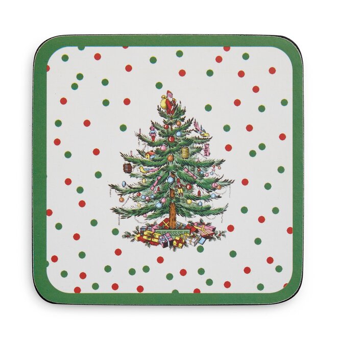 Christmas Tree Polka Dot Coasters