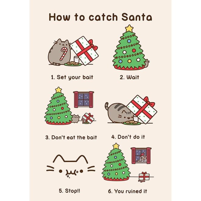 How to Catch Santa Pusheen Christmas Card