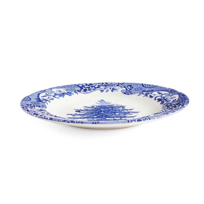 Blue Italian Christmas Tree Dinner Plate