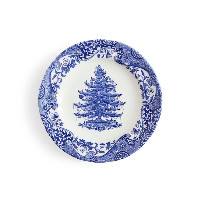 Blue Italian Christmas Tree Dinner Plate
