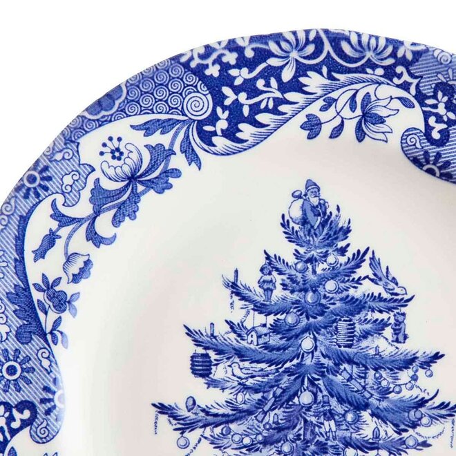 Blue Italian Christmas Tree Dinner Plate