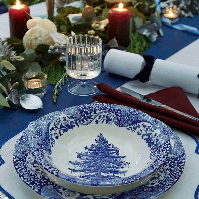 Blue Italian Christmas Tree Cereal Bowl