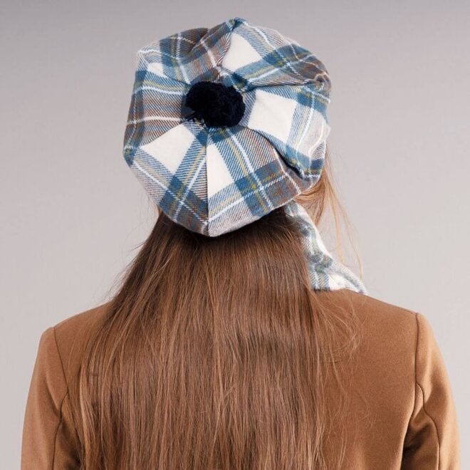 Stewart Blue Dress Tartan Brushed Wool Tam